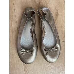 Mini Boden ballet flats girls size 34 (US 2.5) bronze metallic leather bow
